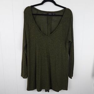 a.n.a. Womens Green Long Sleeved Ribbed Top X-Large
